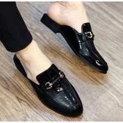 Giày Sục Mềm Đế Đúc 3cm Chống Trượt - Sục Nam Cao Cấp Chụp Kỷ Yếu - Giày Sục Da Nam Mẫu Da Bóng Vân Đà Điểu RUNO G40