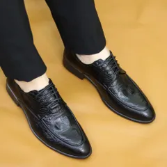 Giày Tây Nam Đế Cao Buộc Dây Đẹp - Giầy Tây Nam 3cm Chống Trượt - Giay Tay Nam Da PU Vân Cá Sấu Tận Xưởng Tốt - RUNO G52