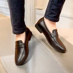 Giày Loafer Nam Da Trơn Classic Giày Âu Nam Không Dây Lịch Lãm Giày Tây Nam Công Sở Đế Khâu RUNO G15