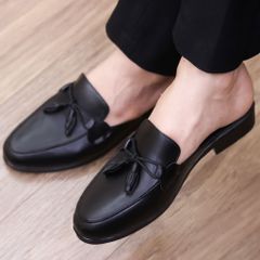 Giày Sục Đế Cao Nam Thắt Nơ Chuông - Sục Da Nam Cao Cấp Da Trơn Siêu Mềm - Giày Xục Nam Mềm Mại Đế Đúc Bền RUNO G43