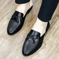 Giày Sục Đế Cao Nam Thắt Nơ Chuông - Sục Da Nam Cao Cấp Da Trơn Siêu Mềm - Giày Xục Nam Mềm Mại Đế Đúc Bền RUNO G43