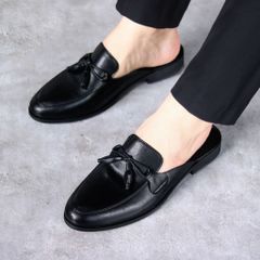 Giày Sục Đế Cao Nam Thắt Nơ Chuông - Sục Da Nam Cao Cấp Da Trơn Siêu Mềm - Giày Xục Nam Mềm Mại Đế Đúc Bền RUNO G43