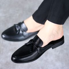 Giày Sục Đế Cao Nam Thắt Nơ Chuông - Sục Da Nam Cao Cấp Da Trơn Siêu Mềm - Giày Xục Nam Mềm Mại Đế Đúc Bền RUNO G43
