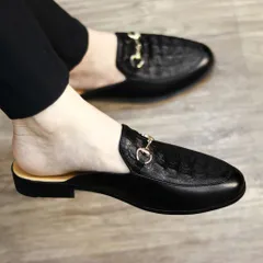 Sục Nam Cao Cấp Vân Cá Sấu - Giày Sục Nam Mềm Mại Chống Trượt Đế Đúc 3cm - Giày Lười Sục Nam Khóa Vàng Đẹp RUNO G38