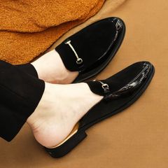Giày Sục Nam Cao Cấp - Sục Da Nam Phối Nỉ Nhung Đế Đúc 3cm Chống Trượt - Giày Xục Nam Kiểu Hàn Quốc Mềm Mại RUNO G5
