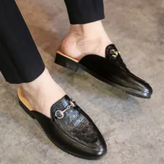 Sục Nam Cao Cấp Vân Cá Sấu - Giày Sục Nam Mềm Mại Chống Trượt Đế Đúc 3cm - Giày Lười Sục Nam Khóa Vàng Đẹp RUNO G38
