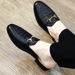 Sục Nam Cao Cấp Vân Cá Sấu - Giày Sục Nam Mềm Mại Chống Trượt Đế Đúc 3cm - Giày Lười Sục Nam Khóa Vàng Đẹp RUNO G38
