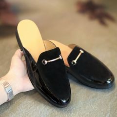 Giày Sục Nam Cao Cấp - Sục Da Nam Phối Nỉ Nhung Đế Đúc 3cm Chống Trượt - Giày Xục Nam Kiểu Hàn Quốc Mềm Mại RUNO G5