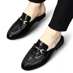Giày Sục Mềm Đế Đúc 3cm Chống Trượt - Sục Nam Cao Cấp Phối Chuông - Giày Sục Da Nam Mẫu Vân Cá Sấu Thời Thượng RUNO G39