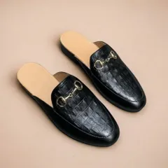 Sục Nam Cao Cấp Vân Cá Sấu - Giày Sục Nam Mềm Mại Chống Trượt Đế Đúc 3cm - Giày Lười Sục Nam Khóa Vàng Đẹp RUNO G38