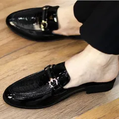 Giày Sục Nam Vân Đà Điểu Da Bóng - Sục Lười Nam Khóa Vàng Đế Đúc 3cm Chống Trượt - Giày Xục Nam Mềm Đẹp RUNO G40