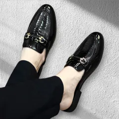 Giày Sục Nam Vân Đà Điểu Da Bóng - Sục Lười Nam Khóa Vàng Đế Đúc 3cm Chống Trượt - Giày Xục Nam Mềm Đẹp RUNO G40
