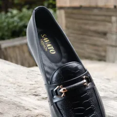 Giày Tây Nam Họa Tiết Vân Đà Điểu Dập Nổi Đẹp Giày Âu Nam Chụp Kỷ Yếu Loafer Lịch Lãm Công Sở Đế Mềm Khâu Bền RUNO G28