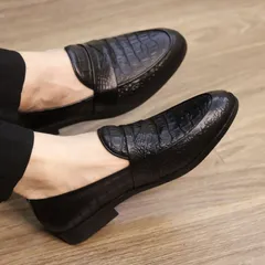 Giày Moca Nam Vân Cá Sấu Đẳng Cấp Giày Âu Nam Chụp Kỷ Yếu Lịch Lãm Công Sở Không Dây Đế Khâu Chắc Chắn Bền Đẹp RUNO G21