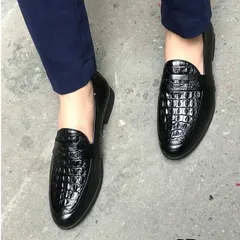 Giày Đế Cao Nam 3cm Vân Cá Sấu Quyền Lực Giày Âu Nam Chụp Kỷ Yếu Lịch Lãm Công Sở Đế Khâu Siêu Bền Đẹp Rẻ Mới RUNO G21