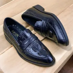 Giày Đen Nam Công Sở Vân Cá Sấu Quyền Lực Giày Âu Nam Không Dây Lịch Lãm Đế Khâu Chắc Chắn Bền Đẹp Mới RUNO G10