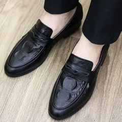 Giày Loafer Nam Dập Vân Cá Sấu Sang Trọng Giày Âu Nam Không Dây Lịch Lãm Giày Tây Nam Công Sở Đế Khâu Chắc RUNO G10