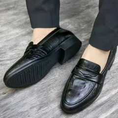 Giày Đế Cao Nam 3cm Vân Cá Sấu Mạnh Mẽ Giày Âu Nam Không Dây Lịch Lãm Giày Tây Nam Công Sở Đế Khâu Bền Đẹp RUNO G10