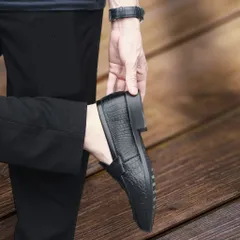 Giày Đế Cao Nam 3cm Vân Cá Sấu Mạnh Mẽ Giày Âu Nam Không Dây Lịch Lãm Giày Tây Nam Công Sở Đế Khâu Bền Đẹp RUNO G10