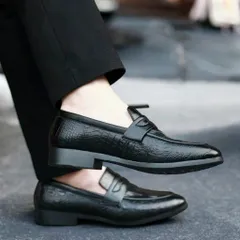 Giày Đế Cao Nam 3cm Vân Cá Sấu Mạnh Mẽ Giày Âu Nam Không Dây Lịch Lãm Giày Tây Nam Công Sở Đế Khâu Bền Đẹp RUNO G10