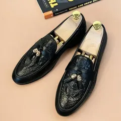 Giày Đế Cao Nam 3cm Vân Cá Sấu Mạnh Mẽ Giày Âu Nam Không Dây Lịch Lãm Giày Tây Nam Công Sở Đế Khâu Bền RUNO G12