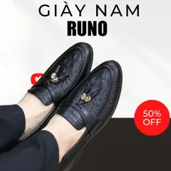 Giày Loafer Nam Vân Cá Sấu Chuông Vàng Giày Âu Nam Không Dây Lịch Lãm Giày Tây Nam Công Sở Đế Khâu Đẹp RUNO G12