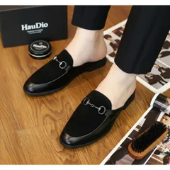 Giày sục nam công sở dễ xỏ chân thoáng khí phối nỉ, giầy da nam hàn quốc siêu bền có xích kim loại trang trí RUNO G67