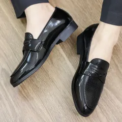 Giày Tây Nam Không Dây Da Bóng Phối Đai Cánh Én Đẹp Giày Âu Nam Chụp Kỷ Yếu Loafer Lịch Lãm Công Sở Đế Khâu Bền RUNO G23