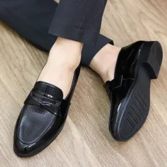 Giày Tây Nam Không Dây Da Bóng Phối Đai Cánh Én Đẹp Giày Âu Nam Chụp Kỷ Yếu Loafer Lịch Lãm Công Sở Đế Khâu Bền RUNO G23