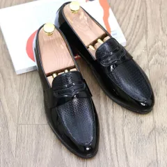 Giày lười nam công sở cao cấp RUNO G23 - Giày tây đen da PU bóng, đế cao su mềm, phong cách trẻ trung cho chàng trai hiện đại