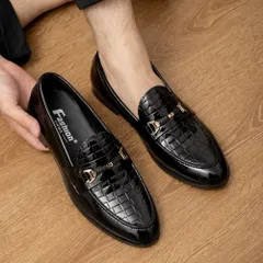 Giày Âu Nam Công Sở Loafer Đen Bóng Giày Tây Nam Trẻ Trung Giày Nam Giá Rẻ Tại Xưởng Khâu Đế Bền Đẹp RUNO G35