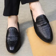 Giày Thời Trang Nam Vân Cá Sấu Tối Giản Giày Âu Nam Slip-on Chụp Kỷ Yếu Lịch Lãm Công Sở Đế Khâu Bền Đẹp Giá Rẻ RUNO G21