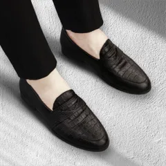 Giày Thời Trang Nam Vân Cá Sấu Tối Giản Giày Âu Nam Slip-on Chụp Kỷ Yếu Lịch Lãm Công Sở Đế Khâu Bền Đẹp Giá Rẻ RUNO G21
