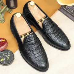 Giày Thời Trang Nam Vân Cá Sấu Tối Giản Giày Âu Nam Slip-on Chụp Kỷ Yếu Lịch Lãm Công Sở Đế Khâu Bền Đẹp Giá Rẻ RUNO G21