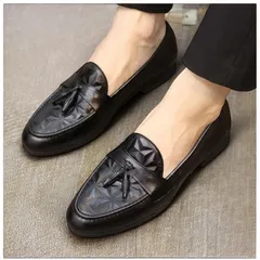 Giày Lười Nam Tassel Loafer Vân 3D Độc Đáo Giày Tây Nam Công Sở Không Dây Lịch Lãm Giày Âu Nam Đế Khâu Bền Rẻ RUNO G8