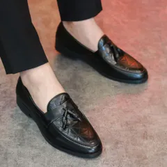 Giày Lười Nam Tassel Loafer Vân 3D Độc Đáo Giày Tây Nam Công Sở Không Dây Lịch Lãm Giày Âu Nam Đế Khâu Bền Rẻ RUNO G8