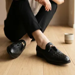 Giày Lười Da Nam Cao Cấp - Giày Da Nam Trẻ Trung Họa Tiết Vân Đan Độc Đáo Mới Nhất Form Ôm Chân Êm Ái Đẹp RUNO G1