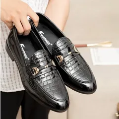Giày Tây Nam Da PU Cao Cấp Đen - Giày Lười Công Sở Chống Trơn Trượt, Đế Mềm Êm Ái, Phù Hợp Đi Làm, Dự Tiệc, Tặng Quà