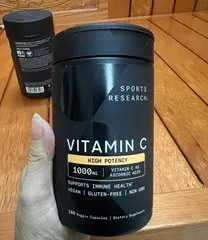 Viên Uống Bổ Sung Vitamin C Sports Research 1000mg - 180 viên của Mỹ, Tăng Cường Đề Kháng, Hỗ Trợ Làm Sáng Da