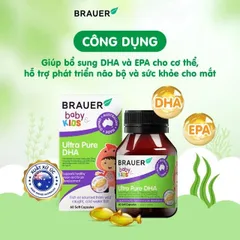 Viên hỗ trợ phát triển não bộ sức khỏe cho mắt Brauer Baby & Kids Ultra Pure DHA (60 viên)