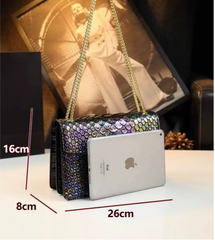 (HÀNG VIP ORDER - LIMITED) - Túi Kẹp nách Đầu Rắn Ngũ Sắc Da Bóng Sang Trọng Size 26