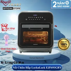 Nồi Chiên Hấp Chân Không LockLnLock Steam Air Fryer Oven 12.5L EJF693GRY - Hàng Chính Hãng Bảo Hành 2 Năm