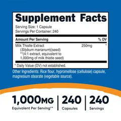 Nutricost Milk Thistle 1000mg - Giải độc gan, bổ trợ chức năng gan, 240 viên sản xuất Mỹ