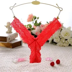 Quần Lót Ren Lọt Khe Siêu Mỏng Sexy Sịp Nữ Chữ Y Họa Tiết Hoa - T302 Đỏ