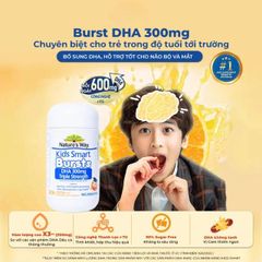 Viên nhai Kids Smart Bursts DHA 300mg Nature's Way hỗ trợ phát triển trí não và thị lực cho trẻ (50 viên)