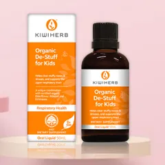 KiwiHerb Organic De-Stuff for Kids |50 mL| Siro hữu cơ chuyên biệt hỗ trợ Tai - Mũi - Họng dành cho trẻ sơ sinh từ 0 - 12 tuổi [S/P Chuẩn NZ]