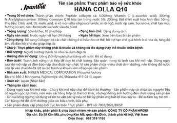 Chai uống bổ sung collagen giúp đẹp da tăng độ ẩm cho da và độ đàn hồi cho da Hana Colla Q10 Jpanwell (10 chai x 50ml)