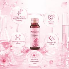 Chai uống bổ sung collagen giúp đẹp da tăng độ ẩm cho da và độ đàn hồi cho da Hana Colla Q10 Jpanwell (10 chai x 50ml)