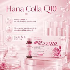 Chai uống bổ sung collagen giúp đẹp da tăng độ ẩm cho da và độ đàn hồi cho da Hana Colla Q10 Jpanwell (10 chai x 50ml)