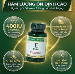 [Nhập khẩu] Vitamin E 400iu Nature's Bounty - Viên uống Hỗ trợ chống oxy hóa, làm chậm lão hóa da